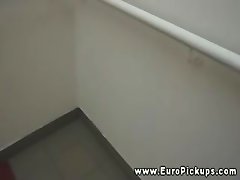 He fills her up with hard dick in the stairwell after paying for it