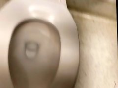 POV Girl w/ hairy Pussy Makes A Mess At The Public Toilet