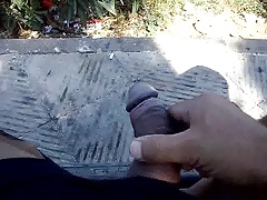 playing with my cock outdoor
