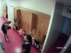 Sexy babes change clothes in the locker room on hidden cam
