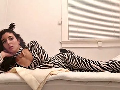 Sexy zebra yoga instructor