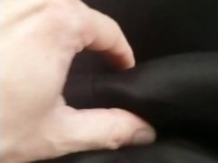 Playing with my hard long cock in the car