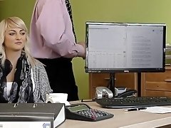 Horny boss strips young blonde and fucks her pussy during hidden cam job interview