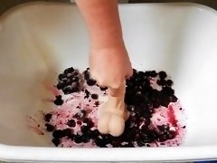 fun with frozen blackberries and dildo