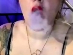 Sexy Smoker with juicy red smokey lips